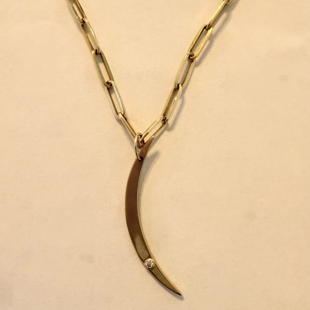 Jennifer Fisher 14k gold pendent with single diamond